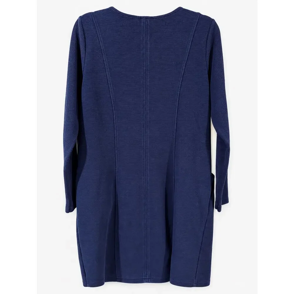 Boden Ellen Ottoman Dress Women Size 12 Regular Navy Ribbed Shift Pockets Preppy